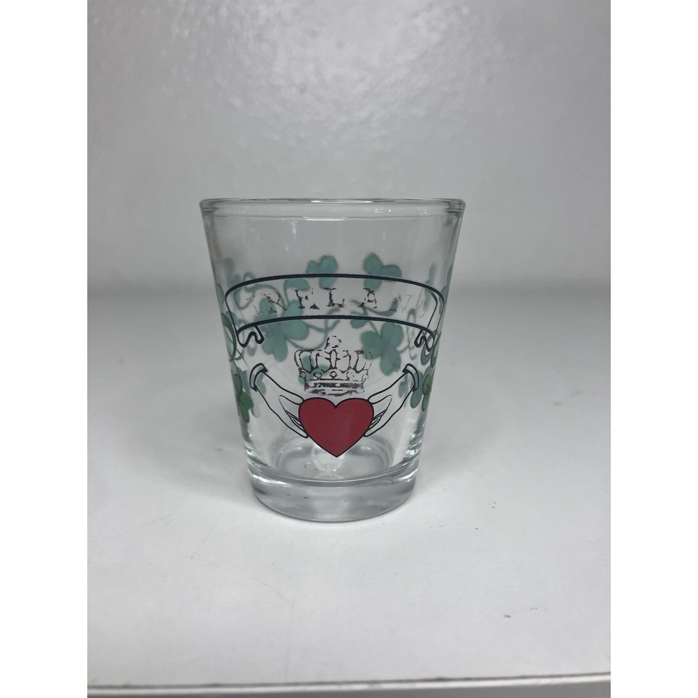 Vintage Ireland Shot Glass Shotglass Hearts & Clovers